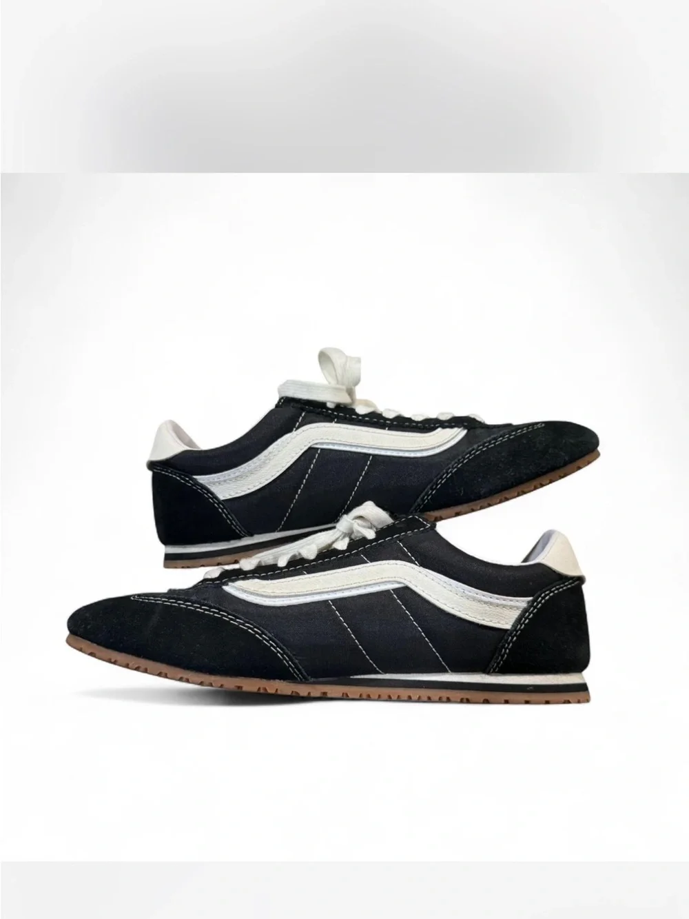 Vans Black and White Retro Runner Sneakers